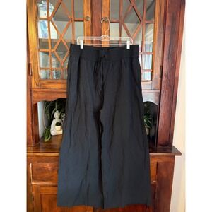 Open Edit Womens Black Wide Leg Drawstring Pants Plus Size 1X
